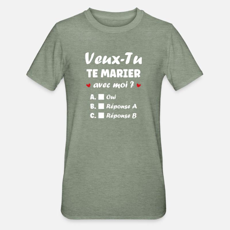 Interactive Wedding Proposal - Unisex Polycotton T-Shirt - heather military green
