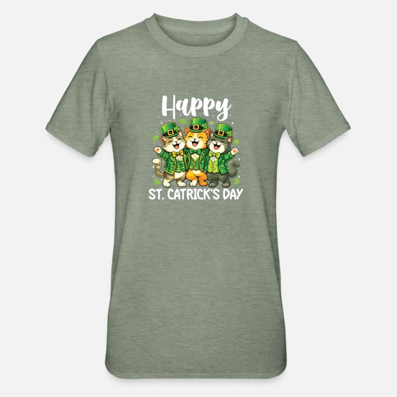 Joyeuse Saint-Patrick Irlandais - Saint-Patrick - T-shirt polycoton Unisexe - vert kaki chiné