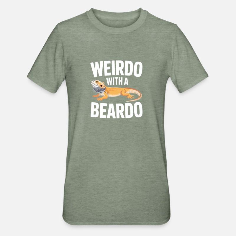 Beardo Lizard Caption Tee - Unisex Polycotton T-Shirt - heather military green