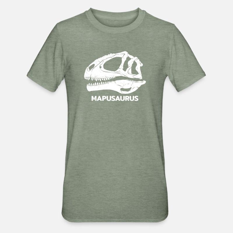 Fossile de crâne de Mapusaurus - T-shirt polycoton Unisexe - vert kaki chiné