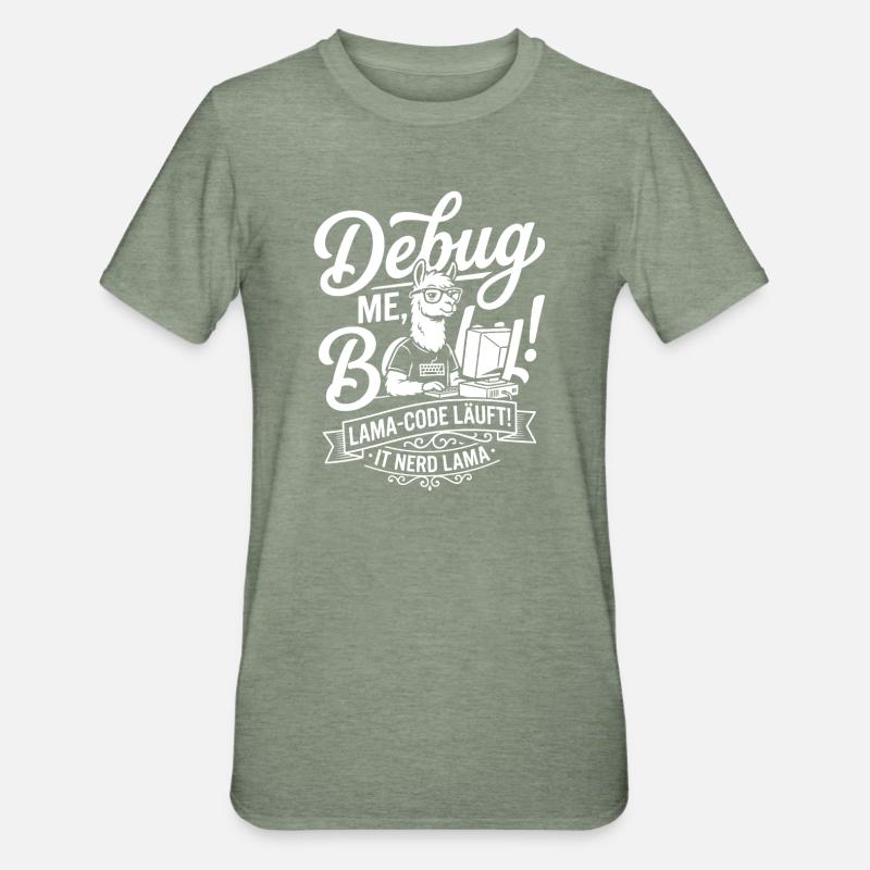 Lama Code Debug Design - Unisex Polycotton T-Shirt - heather military green