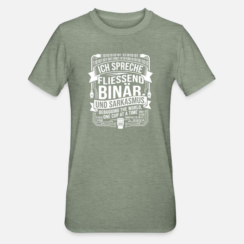 Sarcasme binaire du café codant - T-shirt polycoton Unisexe - vert kaki chiné