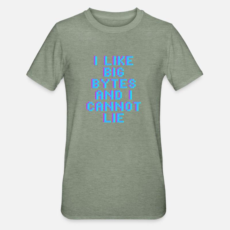 Ich mag große Bytes - Unisex Polycotton T-Shirt - Militärgrün meliert