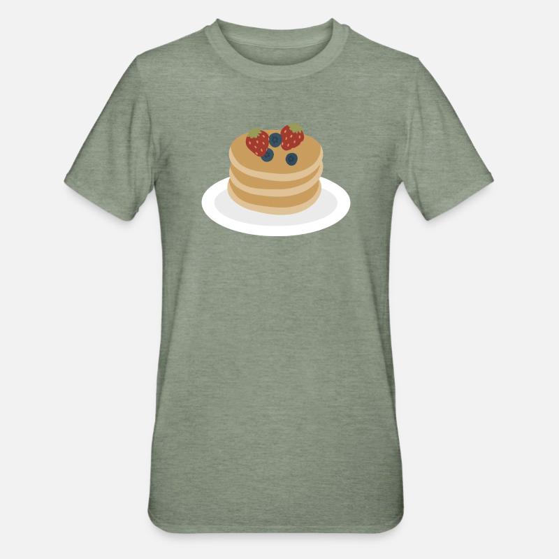 Berry Pancake Stack Artwork - Unisex Polycotton T-Shirt - heather military green