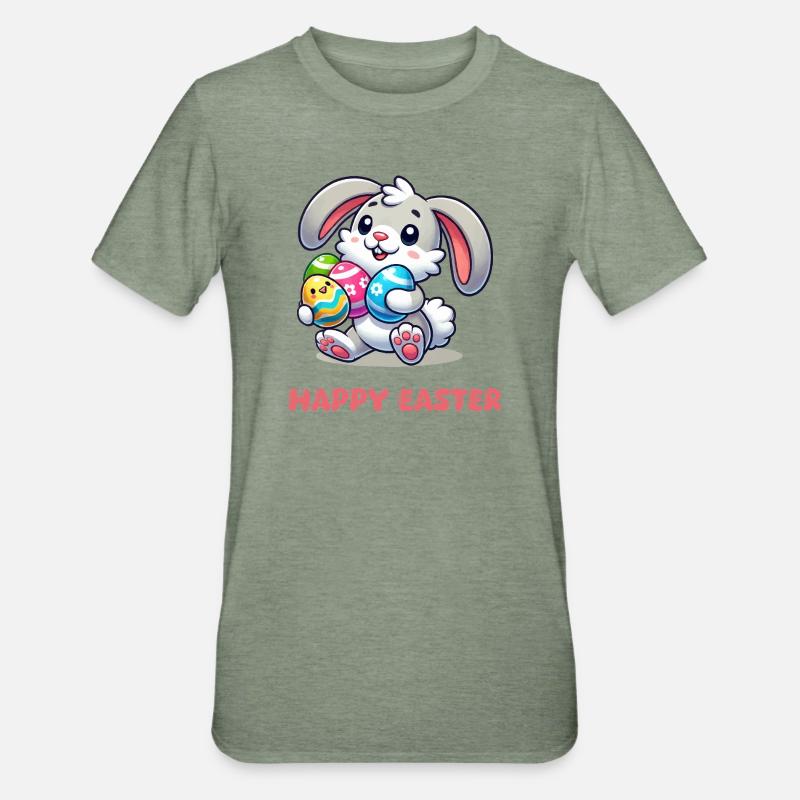 Bunny Easter Bunny Comic - Unisex Polycotton T-Shirt - heather military green