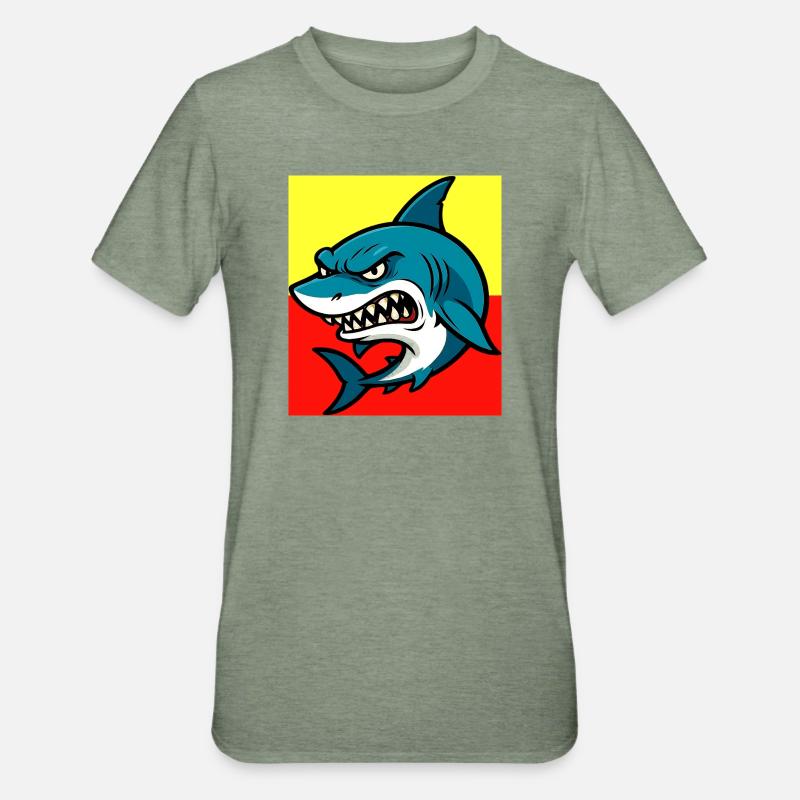 Requin - T-shirt polycoton Unisexe - vert kaki chiné