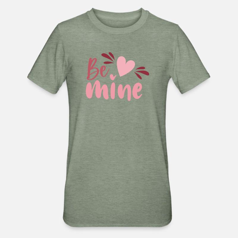 Be Mine Heart Script - T-shirt polycoton Unisexe - vert kaki chiné
