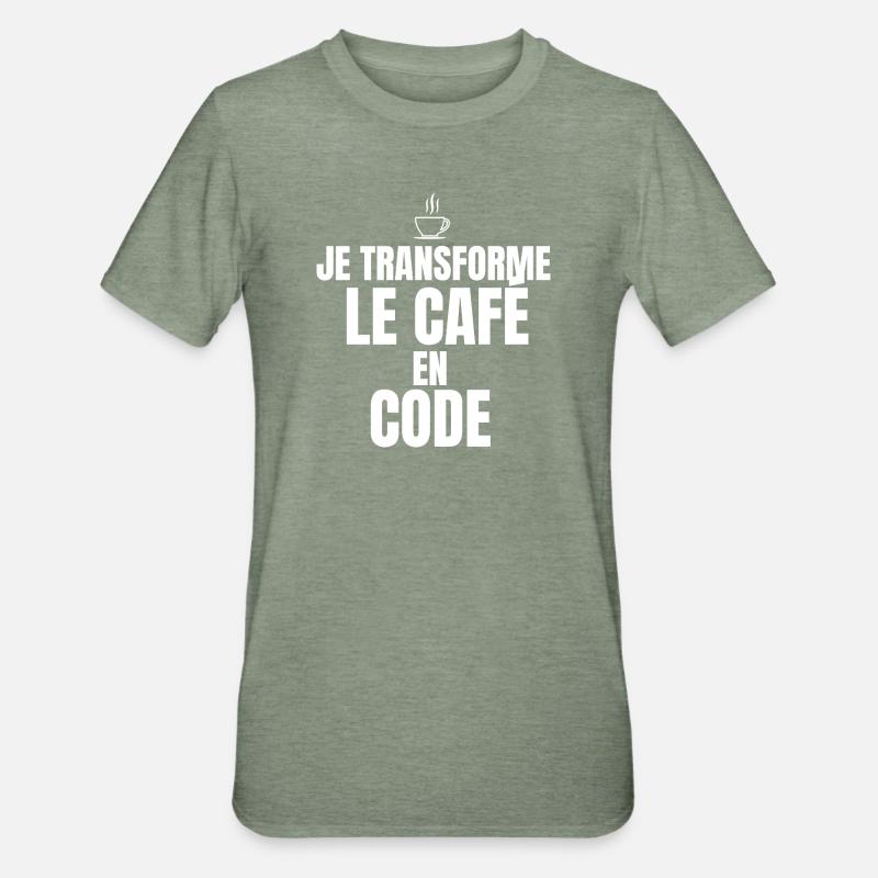 I turn coffee into code - Unisex Polycotton T-Shirt - heather military green