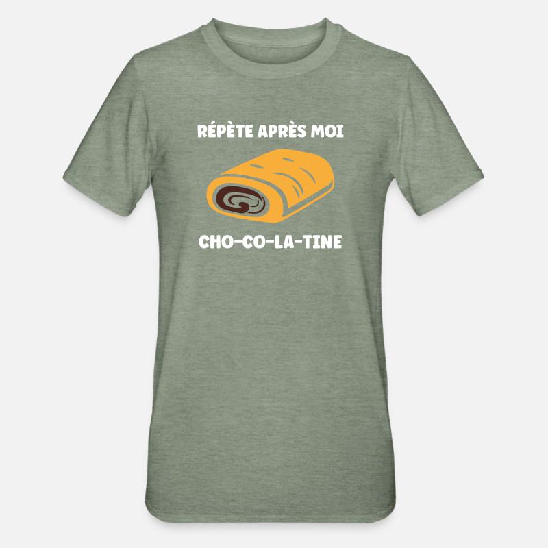 chocolatine - T-shirt polycoton Unisexe - vert kaki chiné