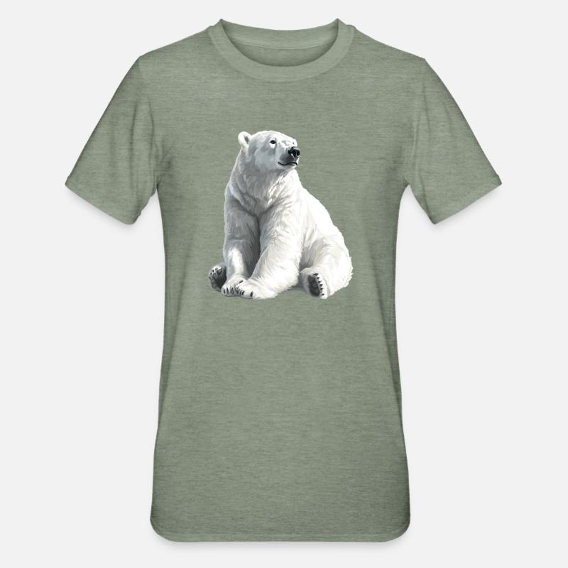Polar Bär Illustration Eislicht - T-shirt polycoton Unisexe - vert kaki chiné