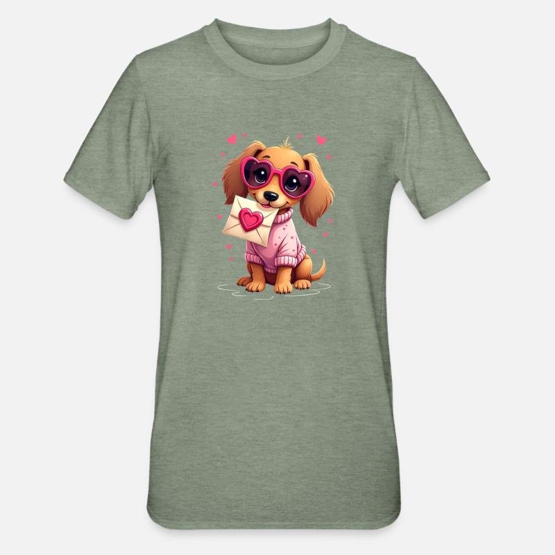 Dackel teckel teckel tekel - T-shirt polycoton Unisexe - vert kaki chiné
