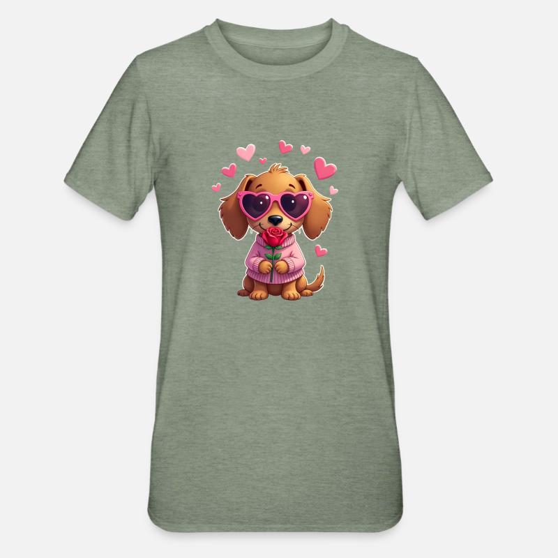 Dackel teckel teckel tekel - T-shirt polycoton Unisexe - vert kaki chiné