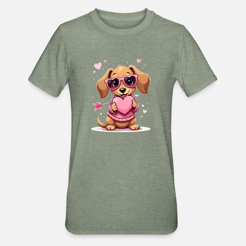 Dackel teckel teckel tekel - T-shirt polycoton Unisexe - vert kaki chiné