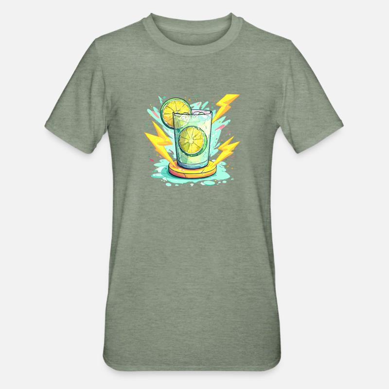 Conception du verre Citrus Shock - T-shirt polycoton Unisexe - vert kaki chiné