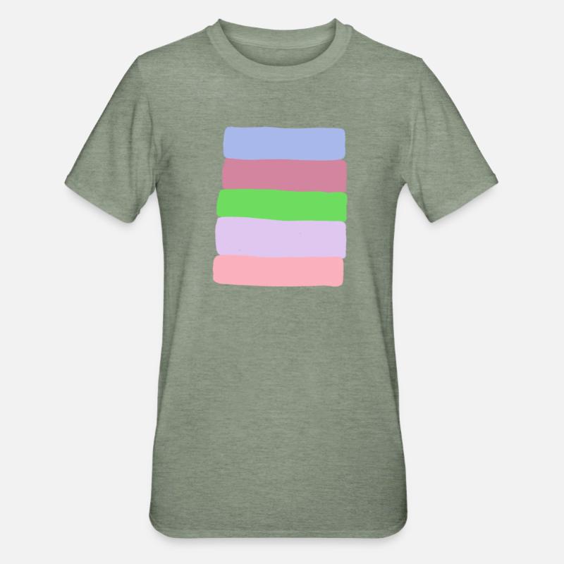Pastel Stripe Stack - Unisex Polycotton T-Shirt - heather military green