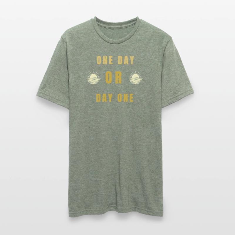 Ein Tag oder Tag Eins Motivations-Sonnenaufgangs-Zitat-Tee Unisex Polycotton T-Shirt