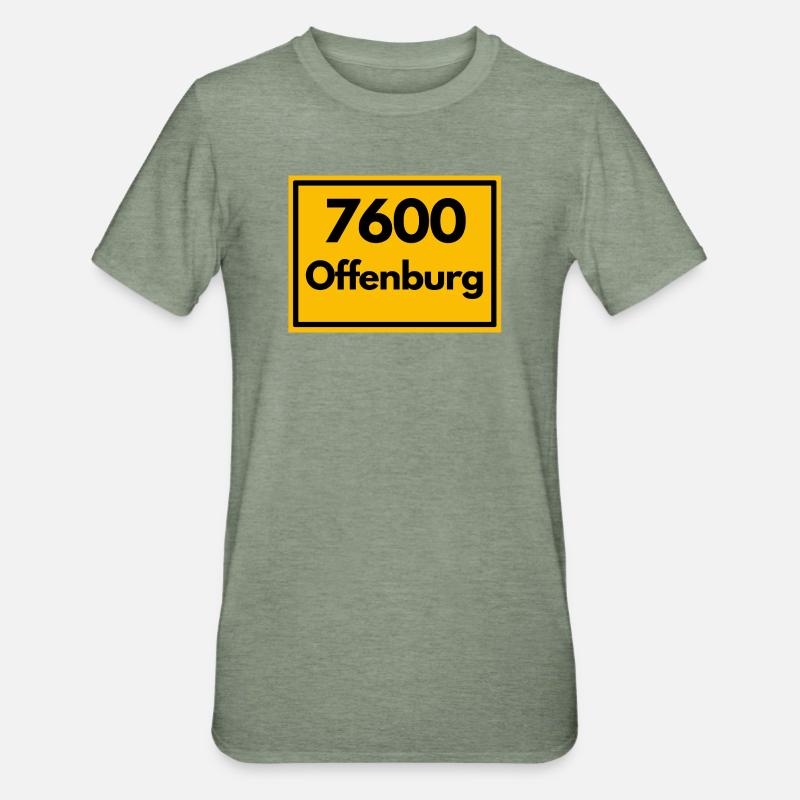 ANCIEN CODE POSTAL RETRO 7600 OFFENBURG - T-shirt polycoton Unisexe - vert kaki chiné