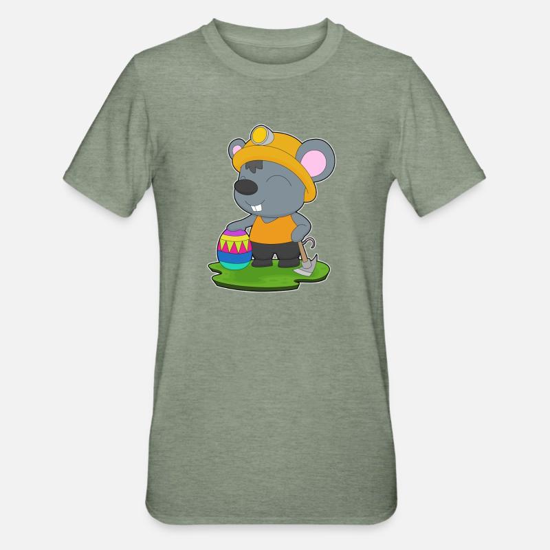 Mouse Easter Mining - Unisex Polycotton T-Shirt - heather military green