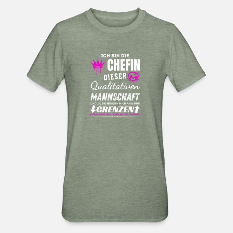Chefin Qualitativen Mannschaft Chefin Geschenke - T-shirt polycoton Unisexe - vert kaki chiné