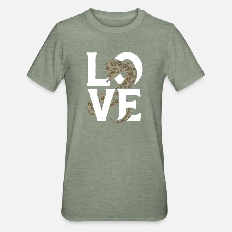 Königspython Schlangen LOVE Terrarium Python - Unisex Polycotton T-Shirt - Militärgrün meliert