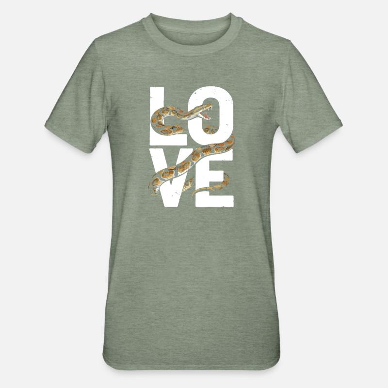 Königspython Schlangen LOVE Terrarium Python - Unisex Polycotton T-Shirt - Militärgrün meliert
