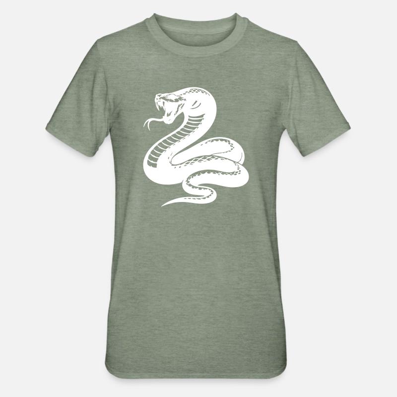 Silhouette du python serpent - T-shirt polycoton Unisexe - vert kaki chiné