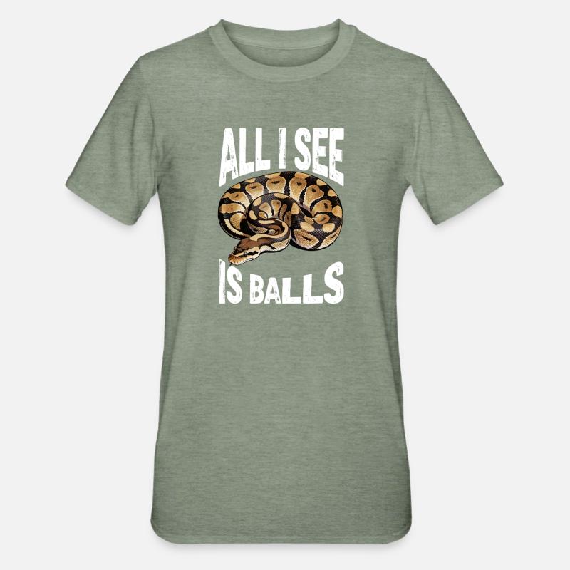 Königspython Schlangen Liebhaber Terrarium Python - Unisex Polycotton T-Shirt - Militärgrün meliert