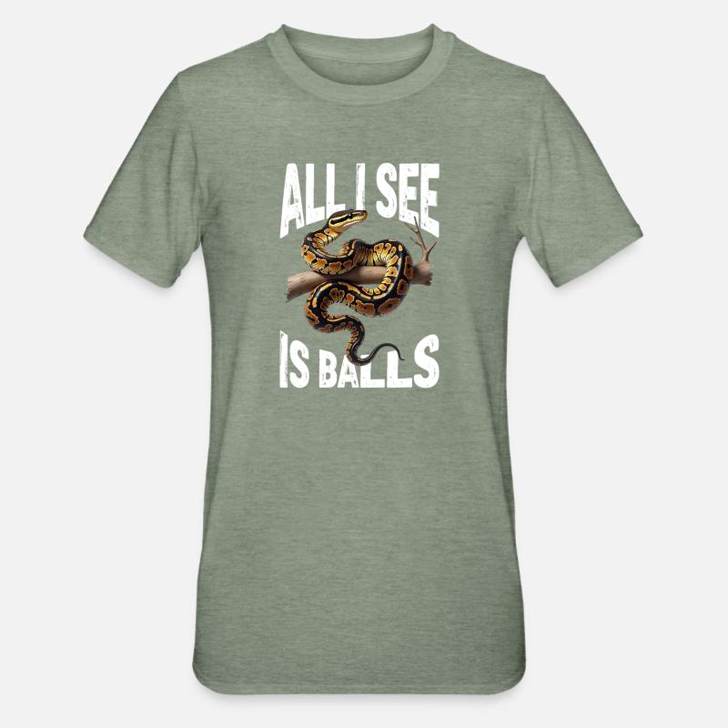 Königspython Schlangen Liebhaber Terrarium Python - Unisex Polycotton T-Shirt - Militärgrün meliert