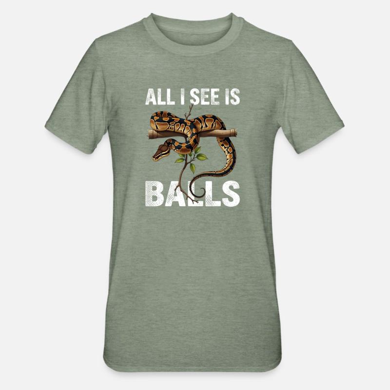 Königspython Schlangen Liebhaber Terrarium Python - Unisex Polycotton T-Shirt - Militärgrün meliert