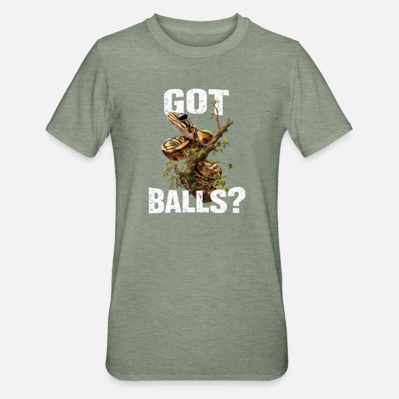 Königspython Schlangen Liebhaber Terrarium Python - Unisex Polycotton T-Shirt - Militärgrün meliert