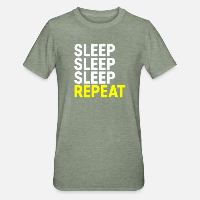 Søvn Søvn Søvn Gentag - Unisex polycotton T-shirt - militærgrønmeleret