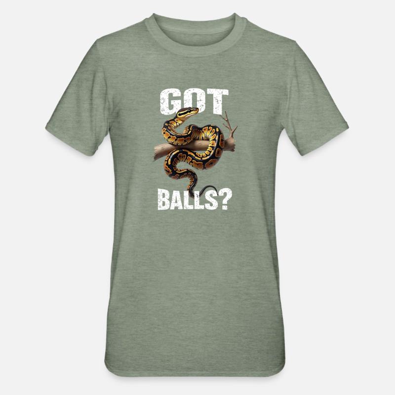 Königspython Schlangen Liebhaber Terrarium Python - Unisex Polycotton T-Shirt - Militärgrün meliert