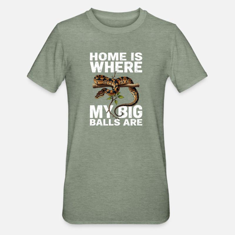 Königspython Schlangen Liebhaber Terrarium Python - Unisex Polycotton T-Shirt - Militärgrün meliert
