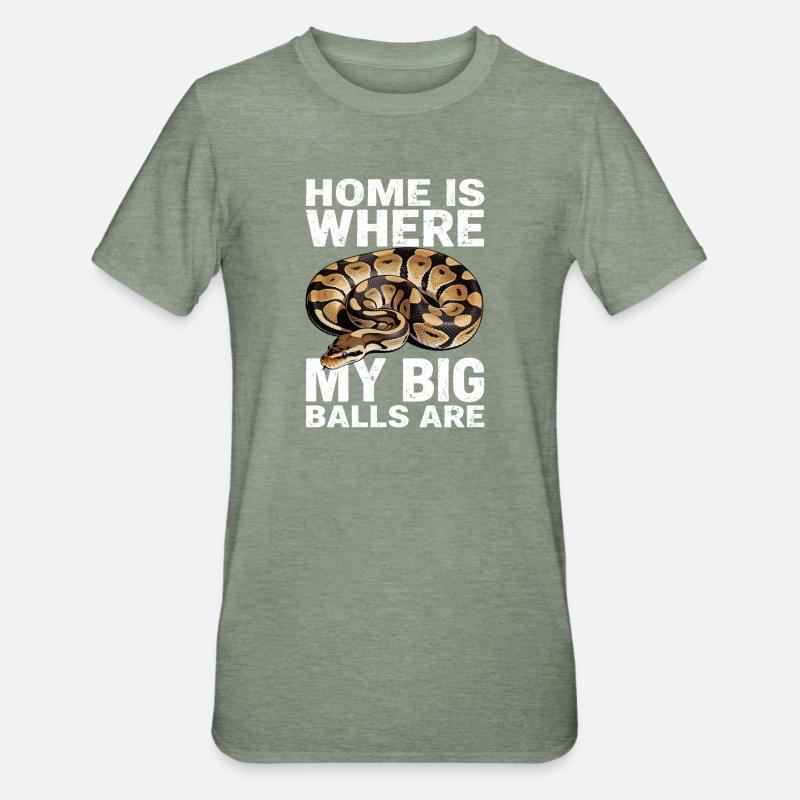 Königspython Schlangen Liebhaber Terrarium Python - Unisex Polycotton T-Shirt - Militärgrün meliert