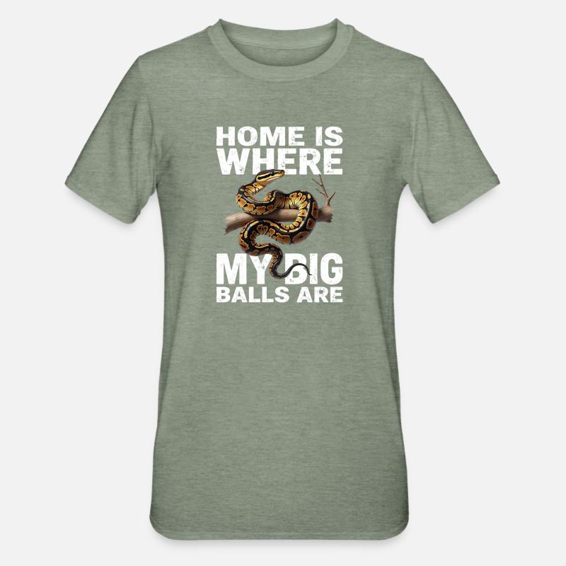 Königspython Schlangen Liebhaber Terrarium Python - Unisex Polycotton T-Shirt - Militärgrün meliert