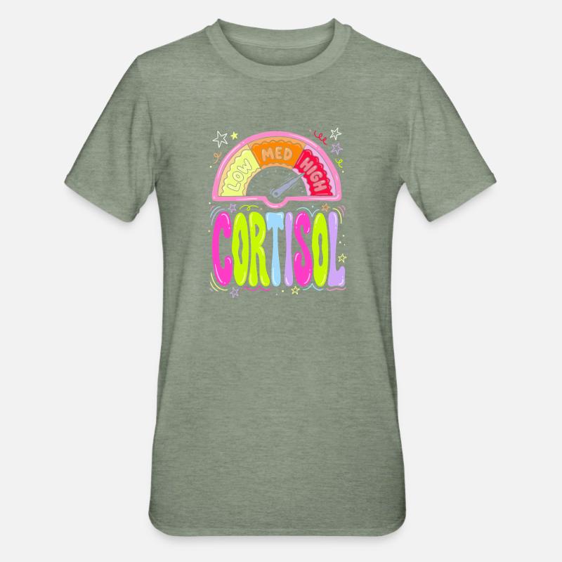 Cortisol Pegel Dashboard - Unisex Polycotton T-Shirt - Militärgrün meliert