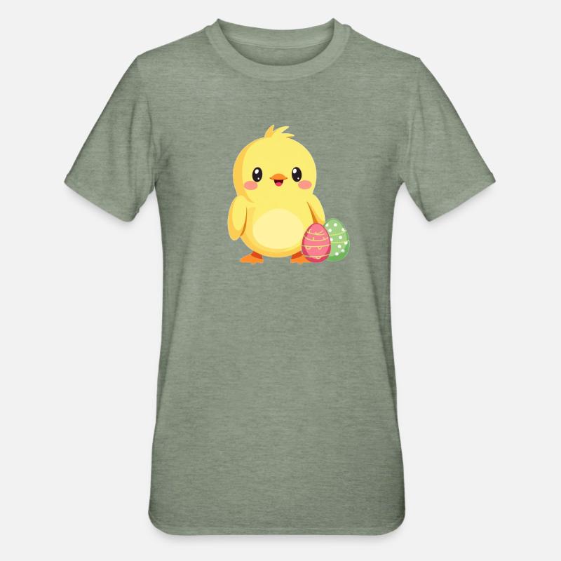 Pulcini a Pasqua - Maglietta unisex, mix cotone e poliestere - verde militare melange