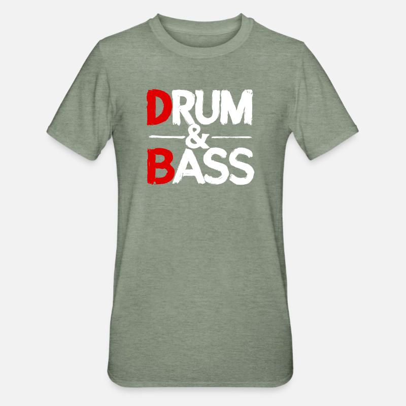 Drum & Bass / Rum & Ass Distressed - Unisex Polycotton T-Shirt - heather military green