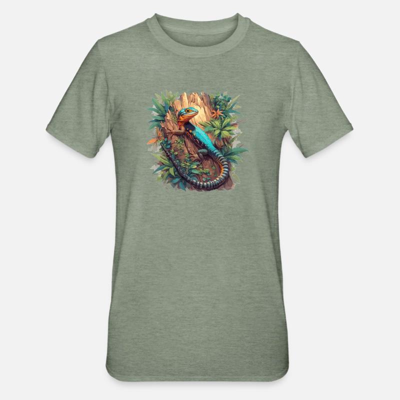 Eidechsen Eidechse - Unisex Polycotton T-Shirt - Militärgrün meliert