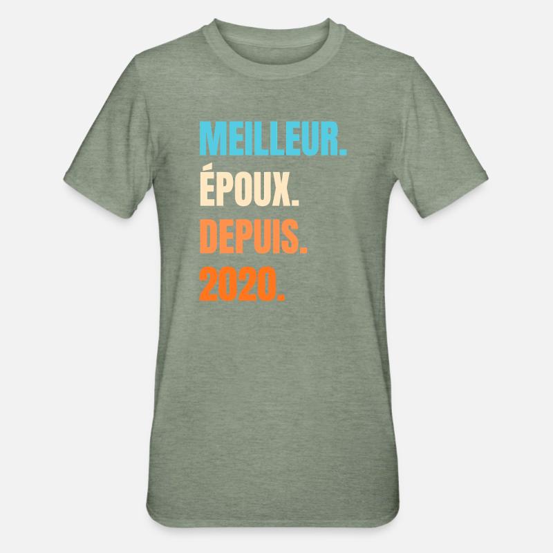 Bester Ehemann seit 2020 Geschenk-Ehemann - Unisex Polycotton T-Shirt - Militärgrün meliert