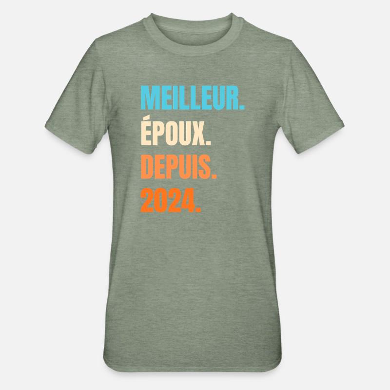 Bester Ehemann seit 2024 Geschenk-Ehemann - Unisex Polycotton T-Shirt - Militärgrün meliert