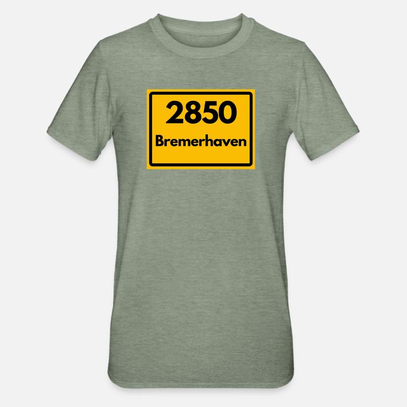 ANCIEN CODE POSTAL RÉTRO 2850 BREMERHAVEN - T-shirt polycoton Unisexe - vert kaki chiné