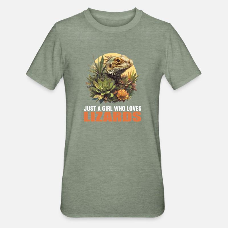 Eidechsen Eidechse - Unisex Polycotton T-Shirt - Militärgrün meliert