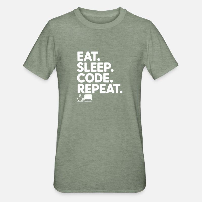 Eat. Sleep. Code. Repeat. - Unisex Polycotton T-Shirt - heather military green