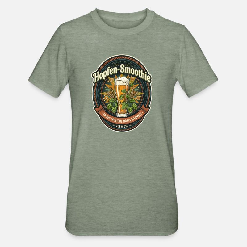 Label de smoothies houblon - T-shirt polycoton Unisexe - vert kaki chiné