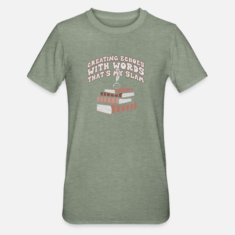 Echos durch Worte Slam-Stack - Unisex Polycotton T-Shirt - Militärgrün meliert