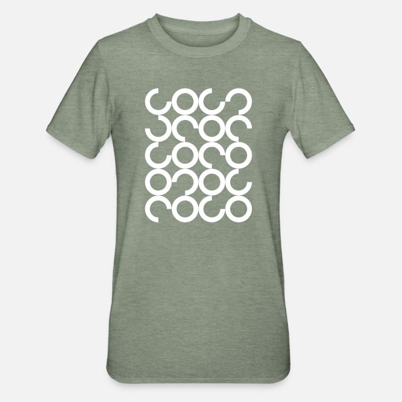 Interlocking Circle Chain Pattern - Unisex Polycotton T-Shirt - heather military green