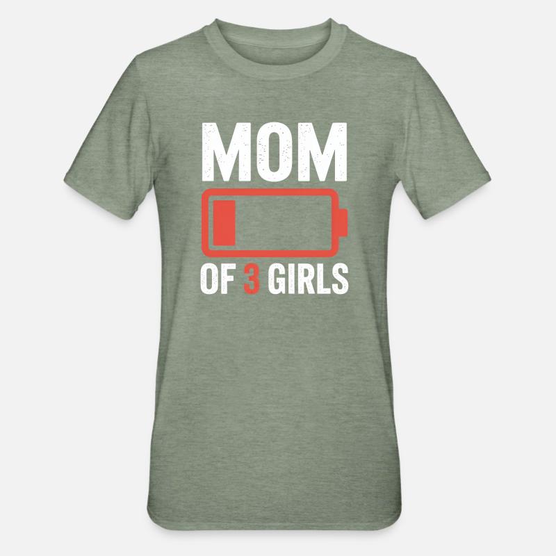 Mutter von 3 Mädchen - Unisex Polycotton T-Shirt - Militärgrün meliert