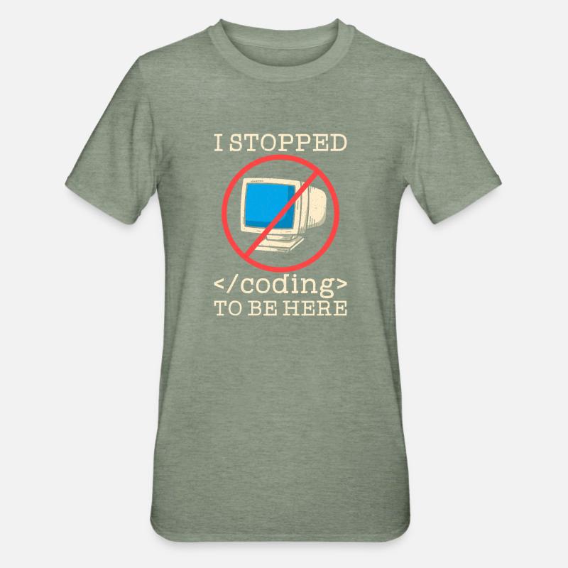 Coding funny saying programmer - Unisex Polycotton T-Shirt - heather military green