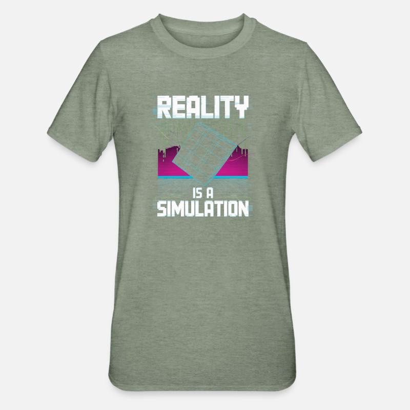 La réalité est une simulation - T-shirt polycoton Unisexe - vert kaki chiné